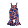 thumbnail image 1 of Odeerbi Toddler Jumpsuit Girls Summer Floral Romper Independence Day Flare Jumpsuit Kids 2024 Fashion Cute Flowers Print Flared Trousers Baby Clothes Red, 1 of 8