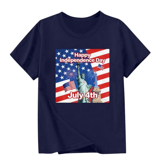 Odeerbi Toddler Kids Boys Girls 4th of July T-Shirt Short Sleeve American Flag Graphic Tee