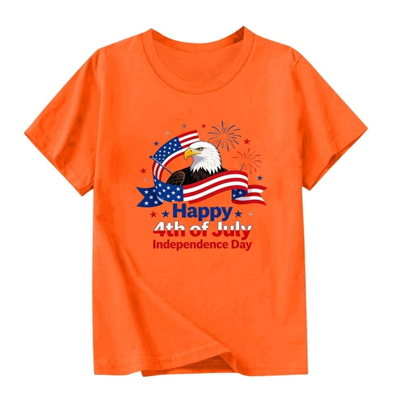 Odeerbi Toddler Kids Boys Girls 4th of July T-Shirt Short Sleeve American Flag Graphic Tee
