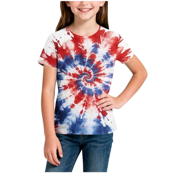 Odeerbi Toddler Kids Boys Girls 4th of July T-Shirt Short Sleeve American Flag Independence Day Graphic Tee