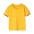 thumbnail image 1 of Odeerbi 2-12 Years Toddler Kids Boys Girls Summer Cotton T-shirt Soft Comfy Short Sleeve Tops Comfortable Solid Color Shirt Yellow, 1 of 5