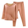 thumbnail image 1 of Odeerbi Toddler Kids Boys Girls Fleece Lined Pajamas Set Winter Warm Solid Color 2 Piece Lounge Sets Baby Long Sleeve Thickening Sweatsuits Home Wear Clothes Suit Orange, 1 of 5