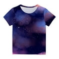 thumbnail image 1 of Odeerbi Toddler Kids Boys Girls Galaxy Gradient Tops Short Sleeve T-shirt Summer Funny Graphic Shirts 3-14 Years Dark Blue, 1 of 5