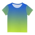 thumbnail image 1 of Odeerbi Toddler Kids Boys Girls Gradient Tops Short Sleeve T-shirt Summer Funny Graphic Shirts 3-14 Years Mint Green, 1 of 5