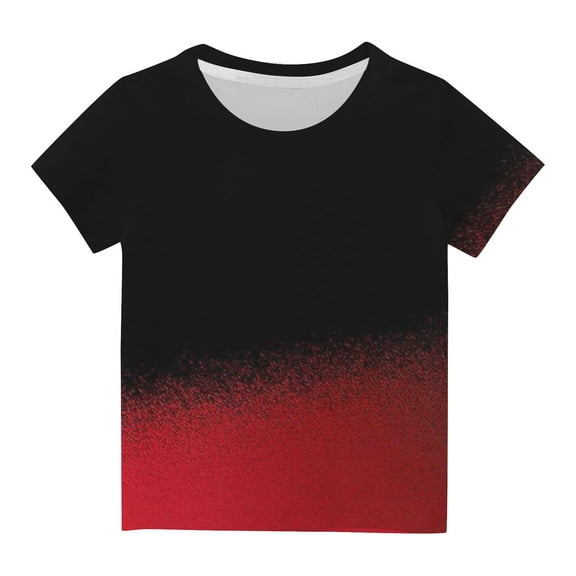 Odeerbi Toddler Kids Boys Girls Gradient Tops Short Sleeve T-shirt Summer Funny Graphic Shirts 3-14 Years Red