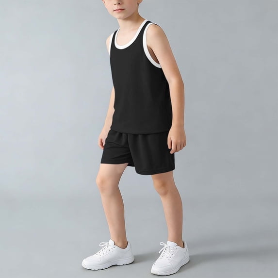 Odeerbi Toddler Kids Boys Girls Mesh Athletic Sets Breathable Sportswear Summer Tank Top with Shorts Set for 2-12 Years