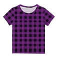 thumbnail image 1 of Odeerbi Toddler Kids Boys Girls Plaid Tops Short Sleeve T-shirt Summer Funny Graphic Shirts 3-14 Years Purple, 1 of 5