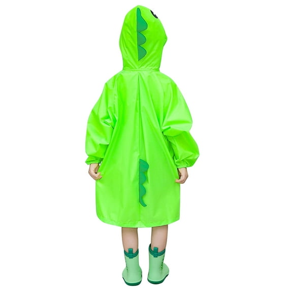 Odeerbi Toddler Kids Boys Girls Raincoats Waterproof Rain Jacket Hooded Cartoon Rain Poncho Reusable Rain Suit Lightweight Rainwear Baby Children Solid Color Windbreakers Green