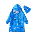 thumbnail image 1 of Odeerbi Toddler Kids Boys Girls Raincoats Waterproof Rain Jacket Hooded Cartoon Rain Poncho Reusable Rain Suit Lightweight Rainwear Baby Children Cute Print Windbreakers Blue, 1 of 7