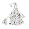thumbnail image 1 of Odeerbi Toddler Kids Boys Girls Raincoats Waterproof Rain Jacket Hooded Cartoon Rain Poncho Reusable Rain Suit Lightweight Rainwear Baby Children Cute Print Windbreakers White, 1 of 8