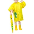 thumbnail image 1 of Odeerbi Toddler Kids Boys Girls Raincoats Waterproof Rain Jacket Hooded Cartoon Rain Poncho Reusable Rain Suit Lightweight Rainwear Baby Children Solid Color Windbreakers Yellow, 1 of 9