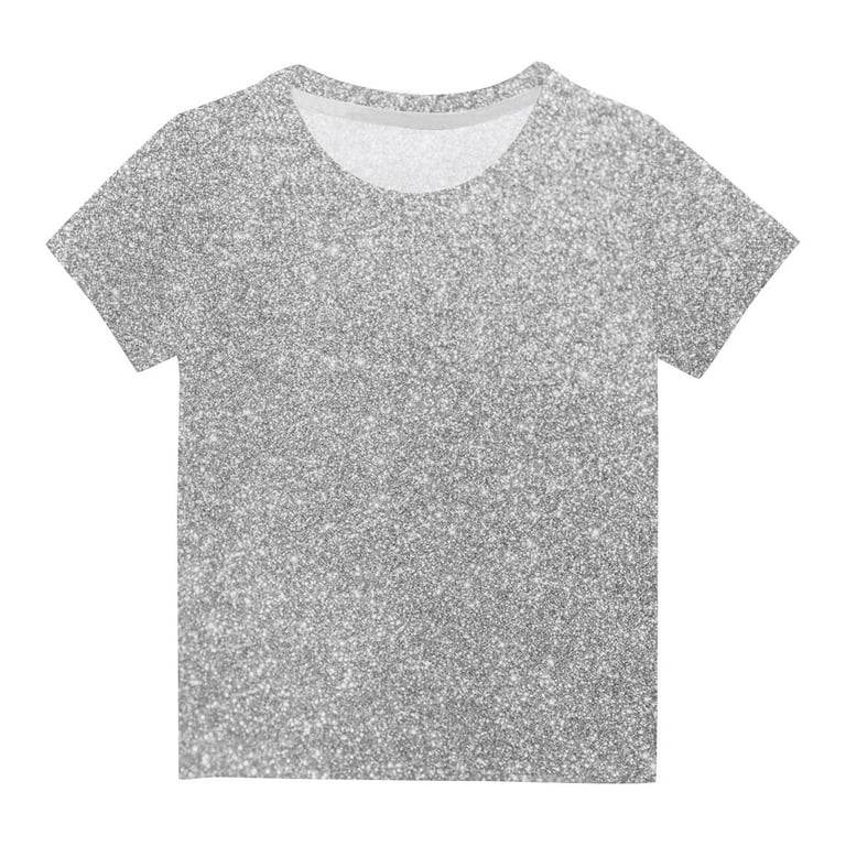 Odeerbi Toddler Kids Boys Girls Sequin Print Gradient Tops Short