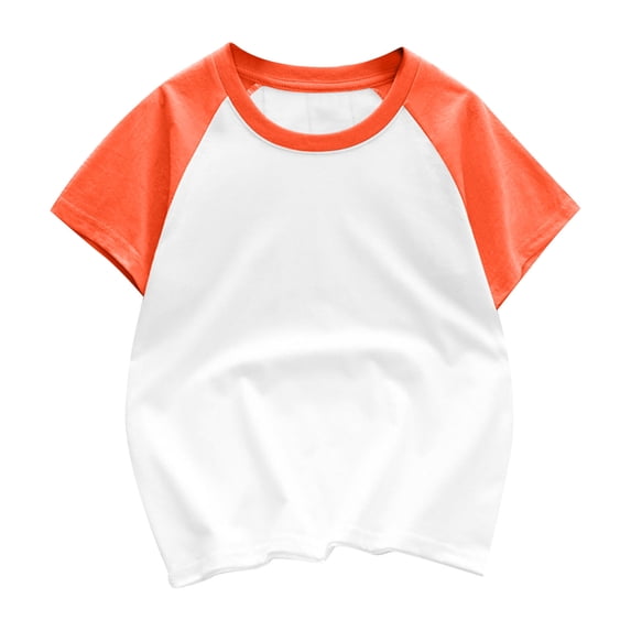 Odeerbi Toddler Kids Boys Girls Short Sleeve Raglan Shirts Cotton Baseball Tee Shirt Summer Comfortable Solid Color Tops Orange