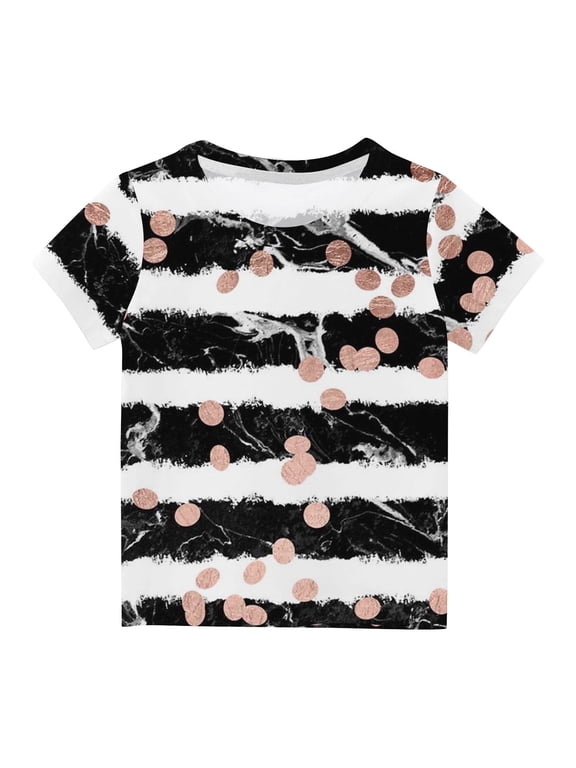 Toddler Kids Boys Girls Striped Tops Short Sleeve T-shirt Summer Funny Graphic Shirts 3-14 Years White