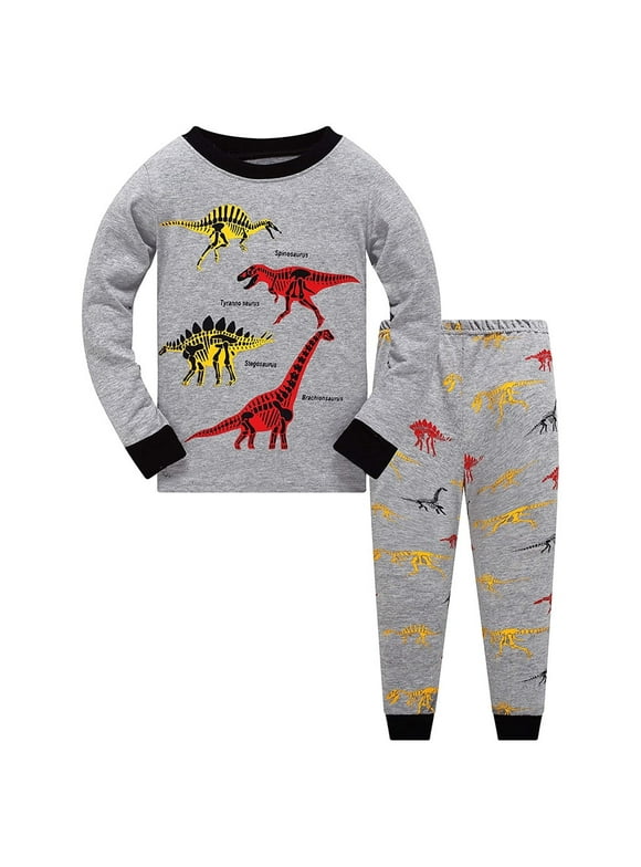 Toddler Kids Boys Pajamas Sets Cotton Dinosaur Sleepwear T shirt Tops Pants Set