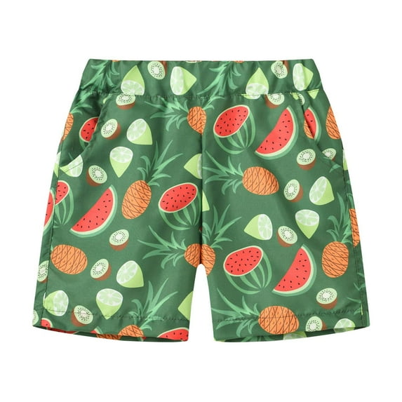 Odeerbi Toddler Kids Boys Quick Dry Swim Trunks Hawaiian Beach Shorts Summer Tropical Print Beach Board Shorts Children Girls Vacation Sports Shorts Green