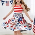 thumbnail image 1 of Odeerbi Toddler Kids Girls Independence Day A-Line Tiered Slip Dress Summer Patriotic Star Stripe Casual Strap Dress, 1 of 9