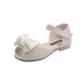 thumbnail image 1 of Odeerbi Toddler Kids Girls Princess Sandals Shoes Soft Sole Prewalker Diamond Bow Shoes Baby Fish Mouth Sandals Beige, 1 of 4