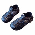 thumbnail image 1 of Odeerbi Toddler Kids Girls Princess Sandals Soft Sole Beach Prewalker Shoes Baby Cute Weave Hollow Out Shoes Non Slip Roman Sandals Black, 1 of 9