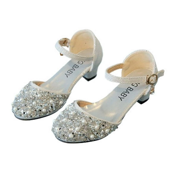 Odeerbi Toddler Kids Girls Shoes Princess Sandals Prewalker Baby Children's Rhinestone Decoration Shoes 2025 Casual Buckle Sandals Silver