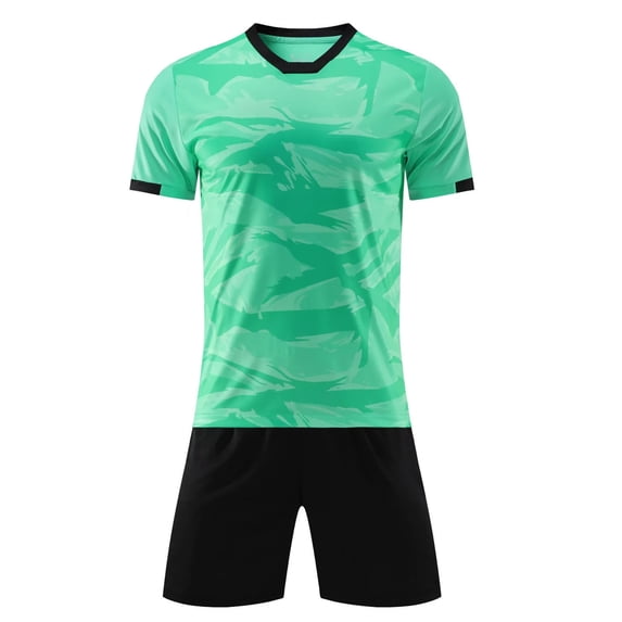 Odeerbi Toddler Kids Teen Boys Girls Mesh Soccer Training Uniform Set Gradient Short Sleeve T-Shirt Shorts Quick Dry Athletic Sets for 1-14 Years