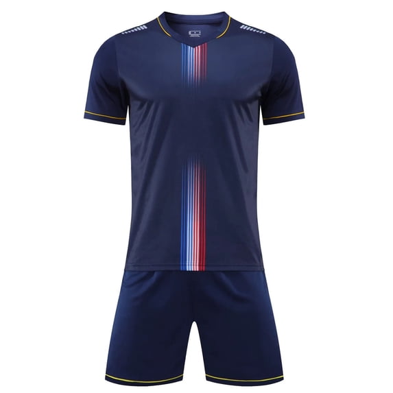 Odeerbi Toddler Kids Teen Boys Girls Mesh Soccer Training Uniform Set Short Sleeve T-Shirt Shorts Striped Quick Dry Athletic Sets for 1-14 Years