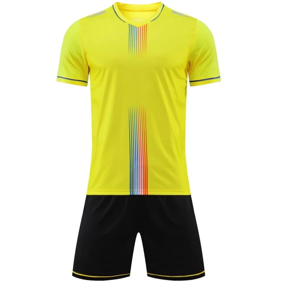 Odeerbi Toddler Kids Teen Boys Girls Mesh Soccer Training Uniform Set Short Sleeve T-Shirt Shorts Striped Quick Dry Athletic Sets for 1-14 Years