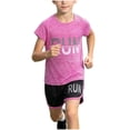 thumbnail image 1 of Odeerbi Toddler Kids Teen Boys Girls Quick Dry Running Outfit Set RUN Print T-Shirt Shorts Breathable Athletic Sportswear for 1-15 Years, 1 of 7