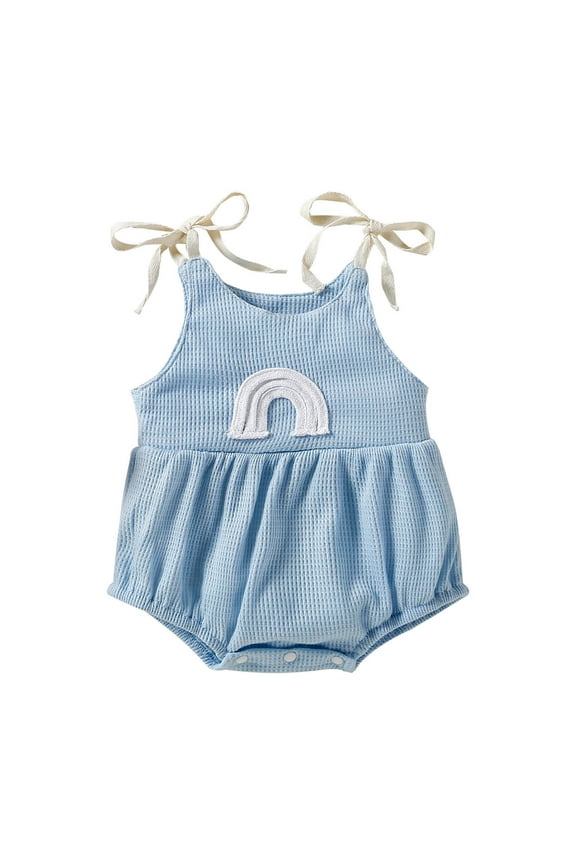 Toddler One Piece Bubble Romper Baby Boys Girl Comfortable Solid Color Rainbow Sling Jumpsuit Beige