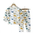 thumbnail image 1 of Odeerbi Toddler Pajamas Boys Girls Pajamas Kids Baby Summer 2025 Casual Long Sleeve Loungewear Thin Air-conditioned Home Clothing Two Piece Set Olive Green, 1 of 9