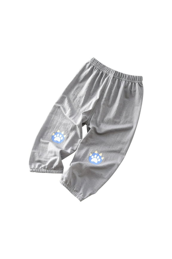 Toddler Pants Boys Dinosaur Pants Cotton Linen Jogger Pants Baby Clothes Summer Casual Print Pants Strap Pants Gray - A