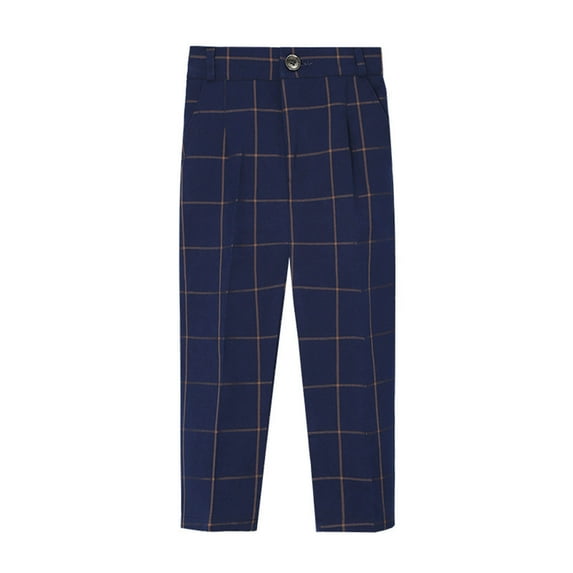 Odeerbi Toddler Pants Boys Formal Suit Pants Baby Clothes Solid Color Stripe School Uniform Dress Pants Kids Fashion Cute 2025 Casual Trousers Dark Blue - A