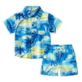 thumbnail image 1 of Odeerbi Toddler Shirts Kids Boys Summer Retro Hawaii Outfits Baby Tropical Seaside Print Shirt 2025 Fashion Short Sleeve Blouse Shorts Suit Blue - 2Pcs, 1 of 9