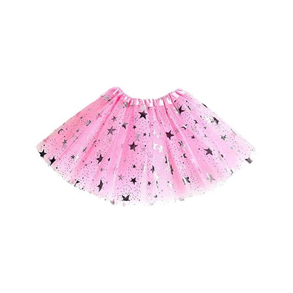 Odeerbi Toddler Skirt Girls Tulle Tutu Skirt Kids Star Sequins Princess Skirt Baby Outfits Clothes Pink