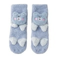 thumbnail image 1 of Odeerbi Toddler Socks Baby Winter Slipper Socks Cute Knee High Socks Infants Stockings Boy Girls Fleece Warm Sock Blue, 1 of 9