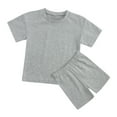 thumbnail image 1 of Odeerbi Toddler Summer Outfits Girls Two-piece Sports Suit Candy Color Short Sleeve Shorts Suit Gray, 1 of 8