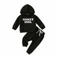 thumbnail image 1 of Odeerbi Toddler Sweatshirt Autumn Winter Girls' Crew Neck Long Sleeve 2024 CasualLetter Print Hooded Sweater Trousers Set Black, 1 of 9