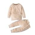 thumbnail image 1 of Odeerbi Toddler Sweatshirt Children Autumn Winter Solid Color 2025 Long Sleeved Sweater Trousers Two Piece Children Clothing Khaki, 1 of 9