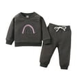 thumbnail image 1 of Odeerbi Toddler Sweatshirt Newborn 2024 Long Sleeve Clothes Autumn Winter Boys Girls Rainbow Tops Trousers Pants Outfit Dark Gray, 1 of 9