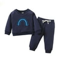 thumbnail image 1 of Odeerbi Toddler Sweatshirt Newborn 2024 Long Sleeve Clothes Autumn Winter Boys Girls Rainbow Tops Trousers Pants Outfit Dark Gray, 1 of 9