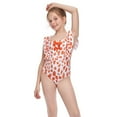 thumbnail image 1 of Odeerbi Toddler Swimsuits Kids Girls One Piece Swimsuit Bow Floral Swimsuit Summer Ruffle Sleeve Swimsuit Orange, 1 of 9