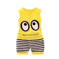 thumbnail image 1 of Odeerbi Toddler Two-piece Set Boys Girls Stripe Outfits Tank Tops Baby Clothes Kids Cartoon Patterns Sleeveless Vest Shorts Set Yellow, 1 of 7