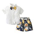 thumbnail image 1 of Odeerbi Toddler Two-piece Set Boys Summer Bow Formal Suit Gentleman School Uniform Suit Short Sleeve Printing Bowknot Shirts Shorts Photography Performance Set Baby Outfits Orange, 1 of 9