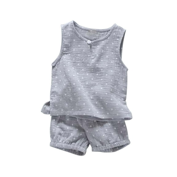 Odeerbi Toddler Two-piece Set Boys Summer Outfits Tank Tops Kids Bear Pendant Sleeveless Vest Shorts Baby 2025 Casual Clothes Set Gray