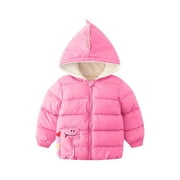 ODEERBI Toddler Winter Coat Kids Boys Girls Outerwear Jackets Cute Baby Jacket Light Down Coats With Ear Hoodie Clothes Children's Clothing Coat Hot Pink