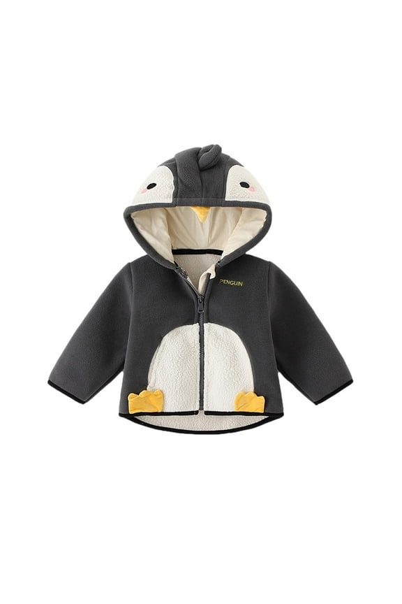 Toddler Winter Coat Kids Boys Girls Outerwear Jackets Newborn Baby Warm Coat Knit Outwear Hooded Jumpsuit Gray
