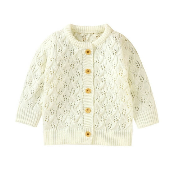 Odeerbi Toddler Winter Coat Kids Boys Girls Outerwear Jackets Newborn Infant Baby Jacket Warm Button Coat Knit Outwear Sweater White
