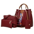 thumbnail image 1 of Odeerbi Tote Bag Set New European And American Fashion Four-piece Mother Bag Portable Shoulder Messenger Bag Wine, 1 of 5