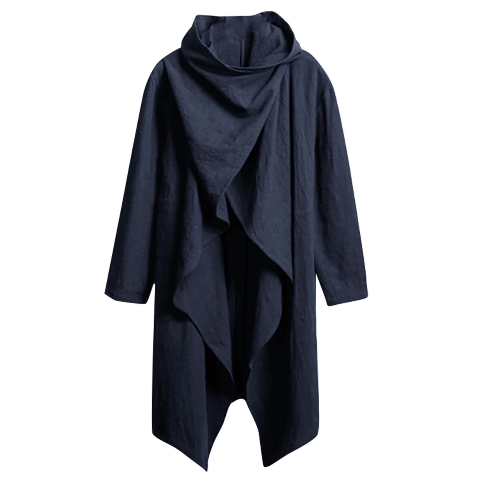 Odeerbi Trench Coat For Men Windbreaker Mid-length Cloak Cardigan