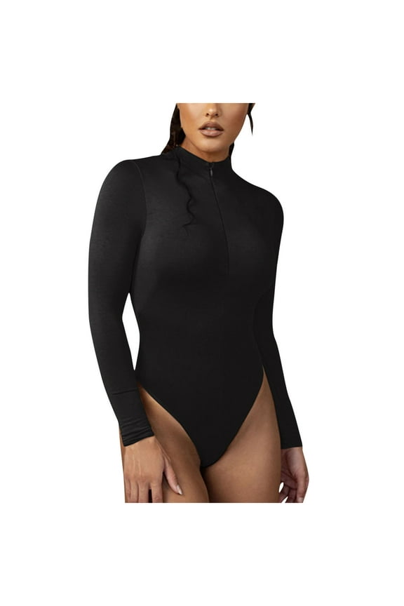 Tummy Control Shapewear Bodysuit for Women Long Sleeved Solid Color Light Velvet 2025 Fashion Square Neck Tight Fitting Cutout Jumpsuit Black